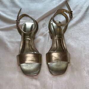 Vince Camuto Gold 2inch Block Heel Sandals Size 6